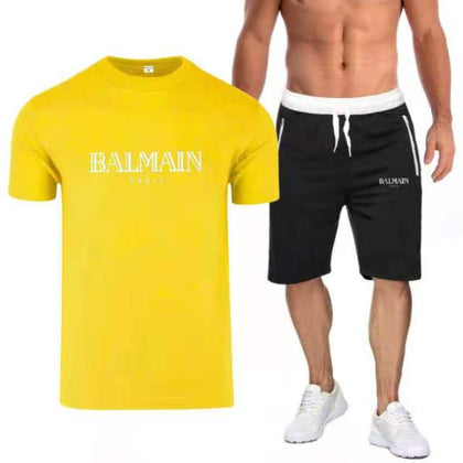 Men's T-shirt and Shorts Sets Casual Two Piece Tracksuit Fitness T-shirt