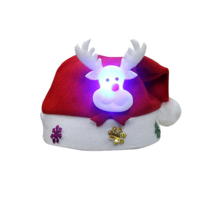 Merry Christmas Hat Light Up Year Navidad  Cap Snowman Elk Santa Claus Hats For Kids Children Adult Xmas Gift Decoration