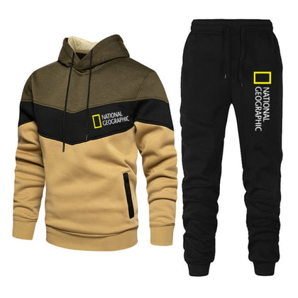 National Geographic Fashion Brand Men's Suit Sportswear Autumn And Winter Men's Hoodie + Sweatpants Suit Hooded Casual Suit